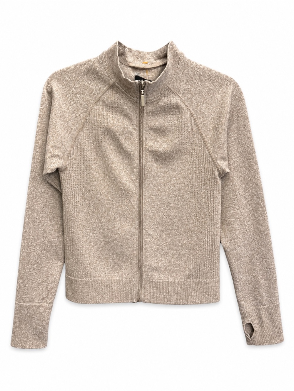 Taupe Beige Full-Zip Athletic Jacket